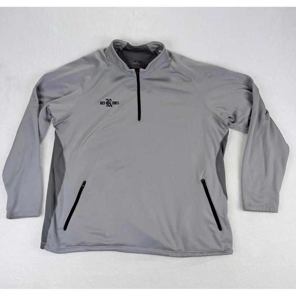 Adidas Golf Climaheat Rice Owls Mens 2XL Gray Quarter Zip‎ Pullover Jacket 88387